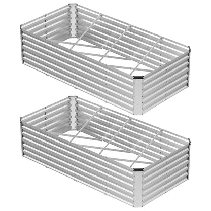 Large Metal Raised Garden Bed with Open Bottom Design for Vegetables, Herbs, and Flowers - Rustproof Outdoor Planter Box for Backyard and Patio, Silver