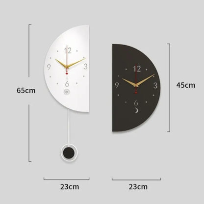 Double-Sided Modern Nordic Wall Clock with Pendulum - Noiseless Design for Living Room and Bedroom Home Decor