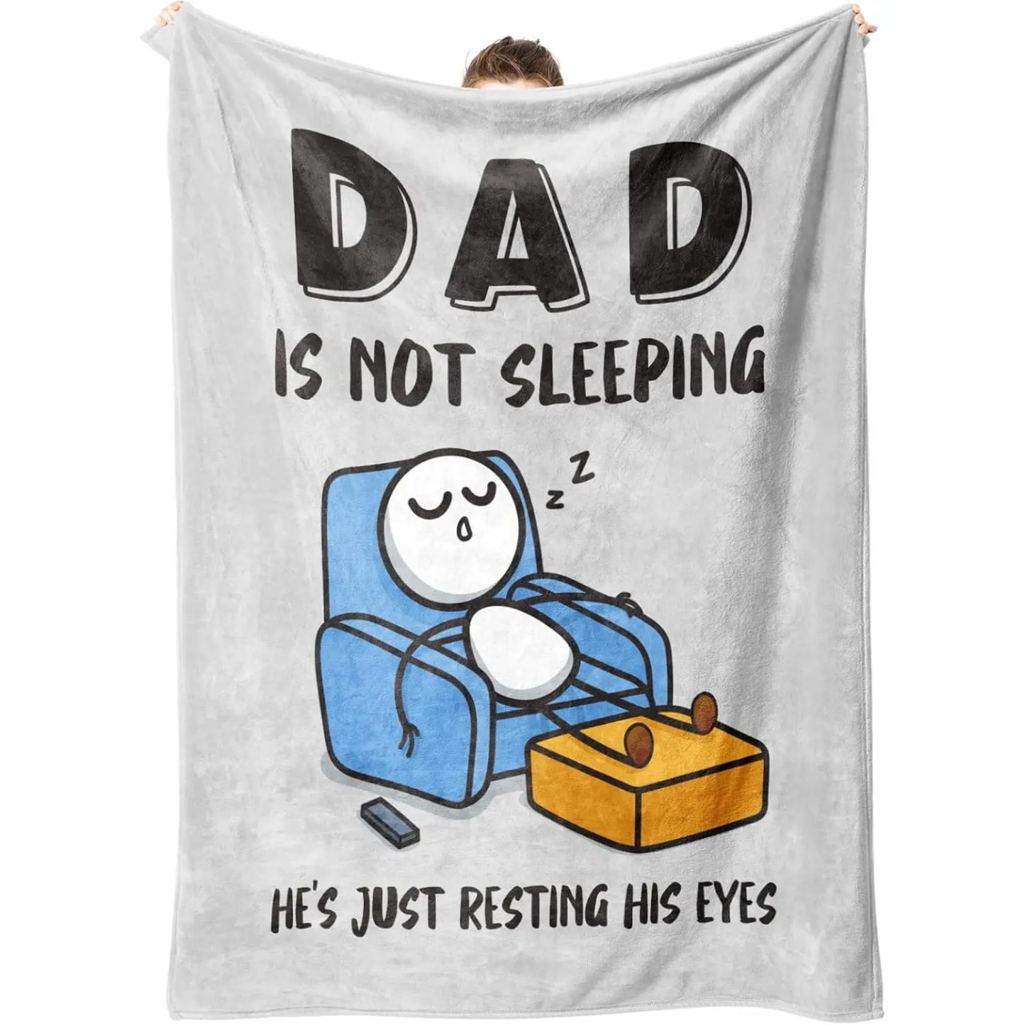 Father's Day Funny Gift for Dad: "Dad Is Not Sleeping" Flannel Blanket - Super Soft Throw for Couch and Napping, Ideal Birthday Gift from Daughter or Son
