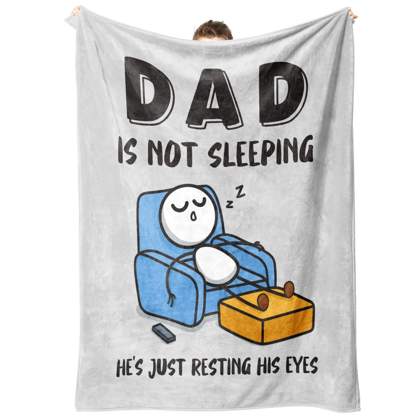 Father's Day Funny Gift for Dad: "Dad Is Not Sleeping" Flannel Blanket - Super Soft Throw for Couch and Napping, Ideal Birthday Gift from Daughter or Son