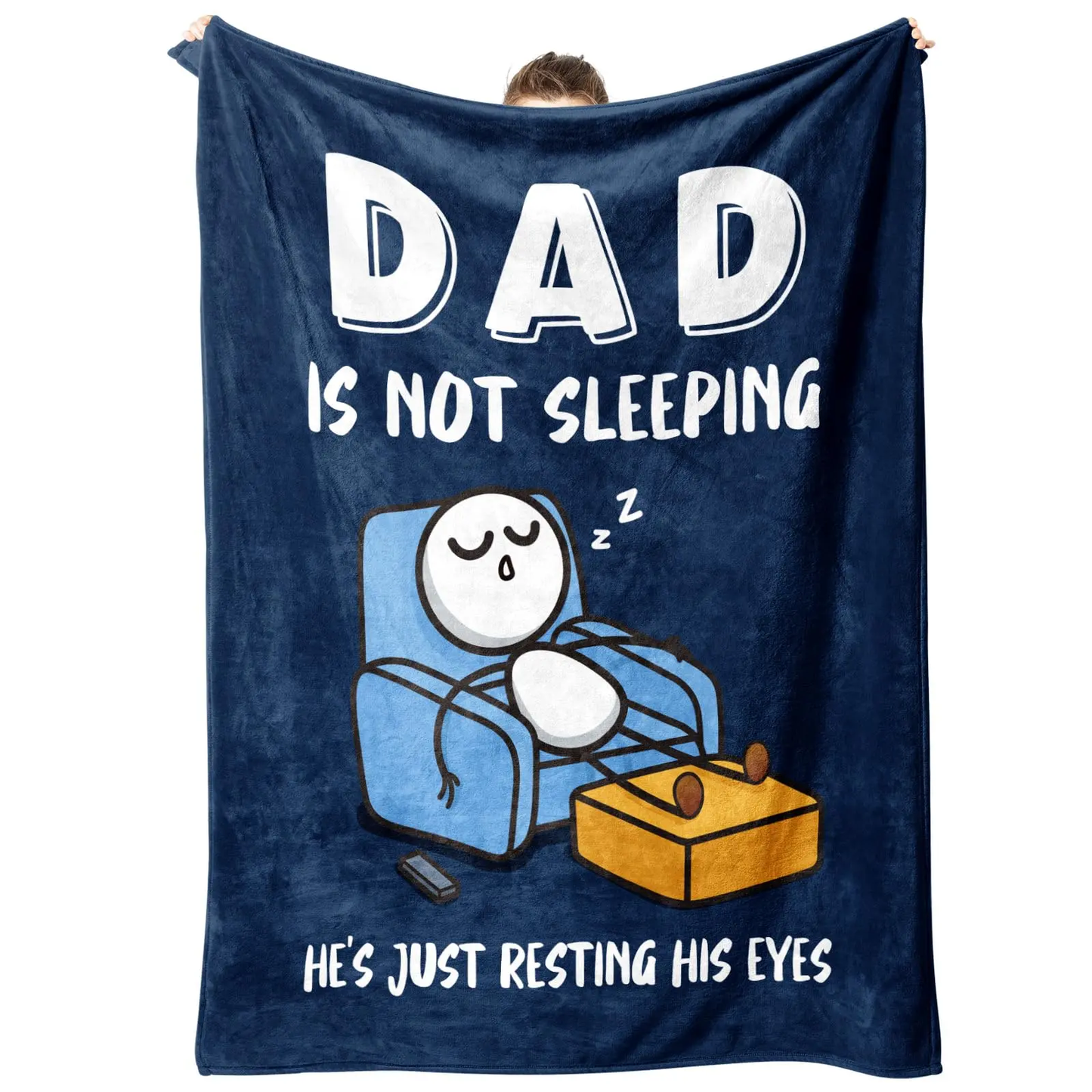 Father's Day Funny Gift for Dad: "Dad Is Not Sleeping" Flannel Blanket - Super Soft Throw for Couch and Napping, Ideal Birthday Gift from Daughter or Son