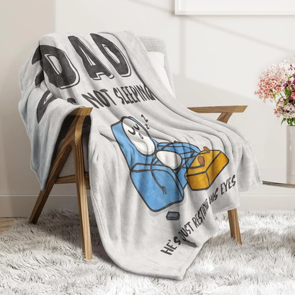 Father's Day Funny Gift for Dad: "Dad Is Not Sleeping" Flannel Blanket - Super Soft Throw for Couch and Napping, Ideal Birthday Gift from Daughter or Son