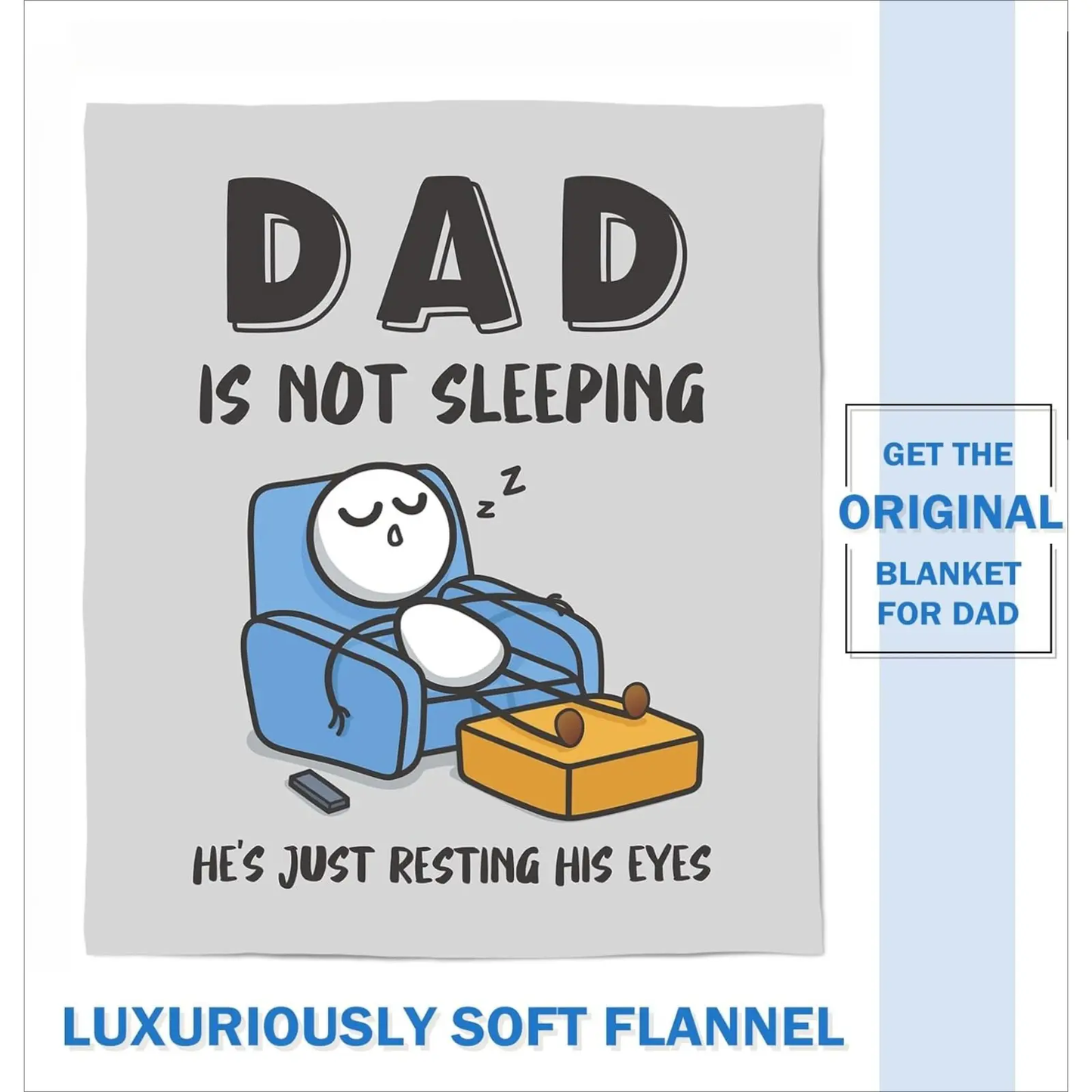 Father's Day Funny Gift for Dad: "Dad Is Not Sleeping" Flannel Blanket - Super Soft Throw for Couch and Napping, Ideal Birthday Gift from Daughter or Son