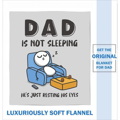Father's Day Funny Gift for Dad: "Dad Is Not Sleeping" Flannel Blanket - Super Soft Throw for Couch and Napping, Ideal Birthday Gift from Daughter or Son