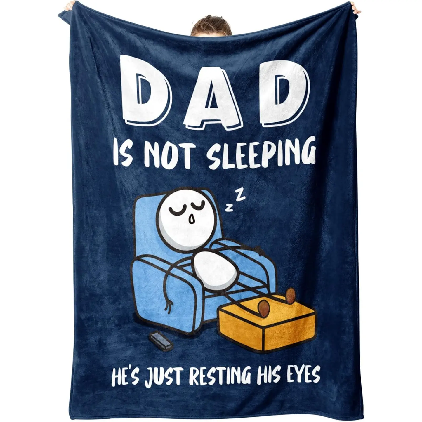 Father's Day Funny Gift for Dad: "Dad Is Not Sleeping" Flannel Blanket - Super Soft Throw for Couch and Napping, Ideal Birthday Gift from Daughter or Son