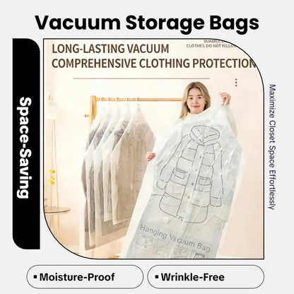 Hanging Vacuum Storage Sealer Bags - 6 Pack Set for Clothes, Suits, and Jackets with Electric Air Pump - 8 Pieces Total (4 Long, 4 Short) - Space Saving Closet Organizer for Travel
