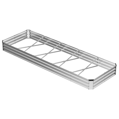 Large Metal Raised Garden Bed with Open Bottom Design for Vegetables, Herbs, and Flowers - Rustproof Outdoor Planter Box for Backyard and Patio, Silver