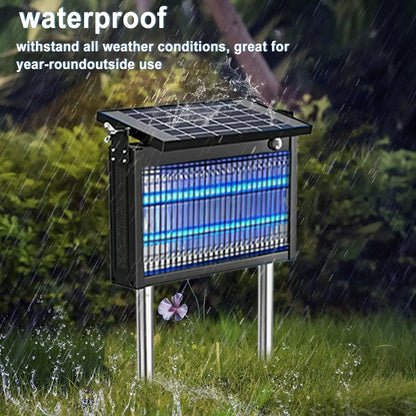 Gainstarx Solar-Powered Outdoor Bug Zapper with Smart Light Sensor - Waterproof and Rechargeable Mosquito and Fly Trap for Patio, Backyard, Garden, Camping, and Indoor Use