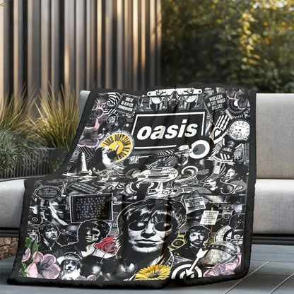 Oasis Band Vintage Collage Flannel Throw Blanket - Large, Soft, Lightweight, and Cozy for Sofa, Bed, Office, Camping, and Travel Gift
