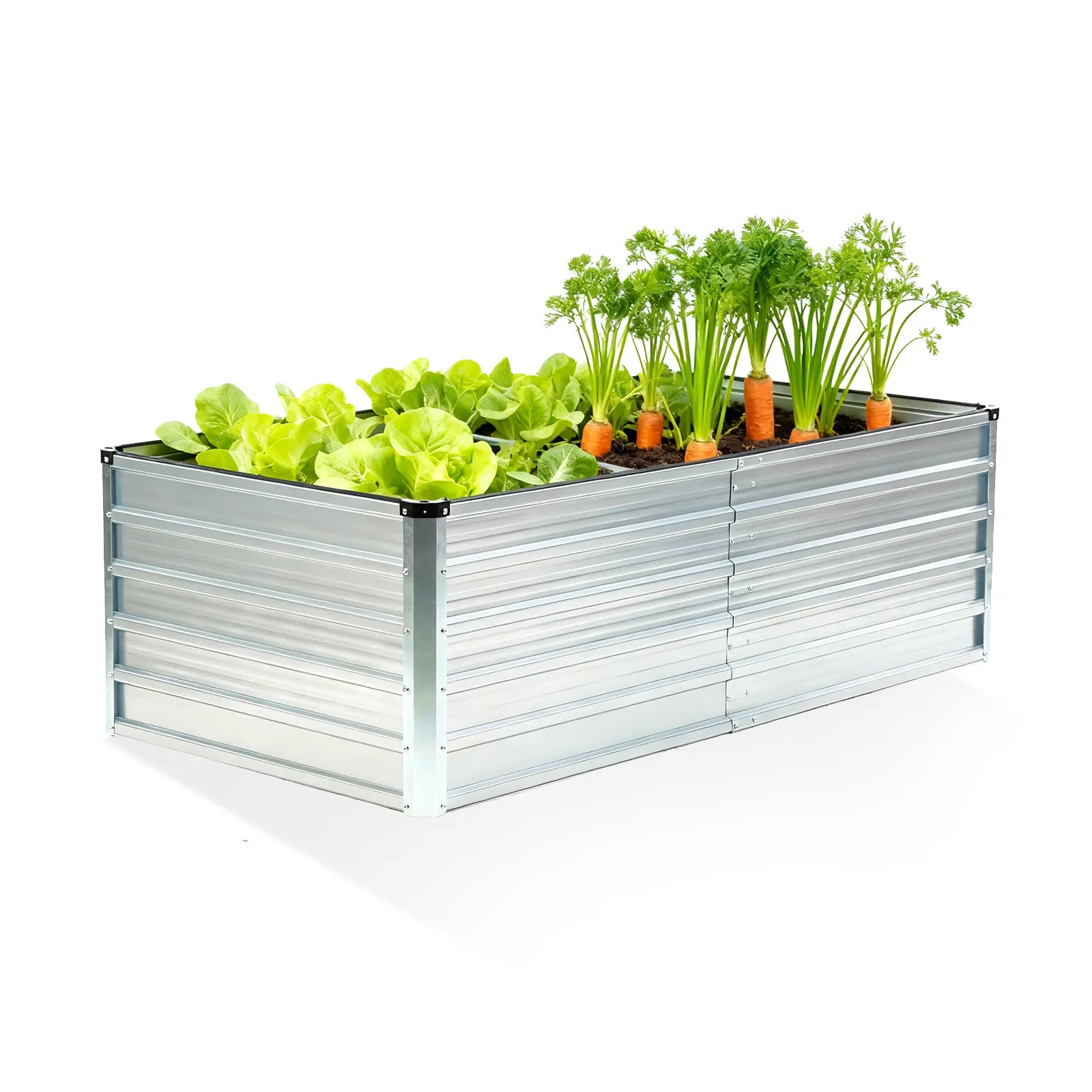 Large Metal Raised Garden Bed with Open Bottom Design for Vegetables, Herbs, and Flowers - Rustproof Outdoor Planter Box for Backyard and Patio, Silver