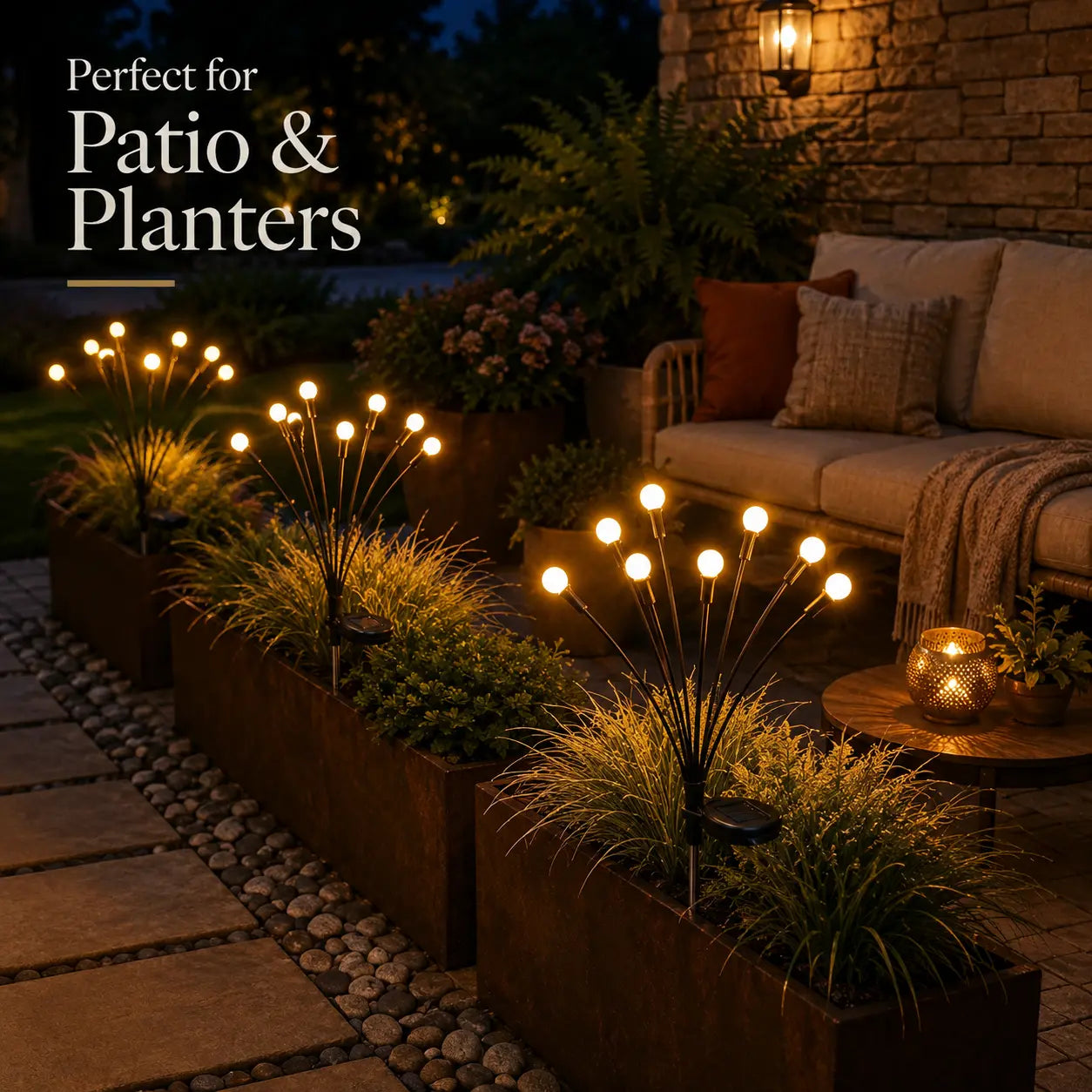 Professional Outdoor Solar Firefly Stake Lights - Waterproof Garden Lighting with Automatic Dusk-to-Dawn Function, Available in 4/8 Pack with 32/64 LED Bulbs for Yard, Patio, Pathway, and Landscape Decoration