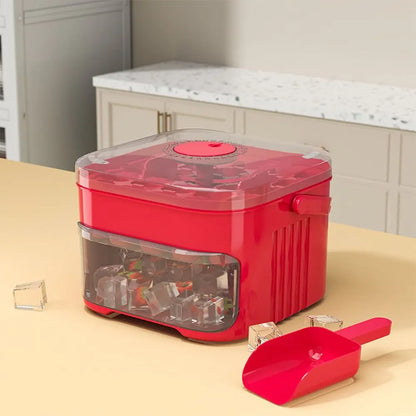 50-Cube Ice Maker with Convenient Press Cap - Dual-Layer Ice Cube Maker for Refrigerator and Home Ice Storage