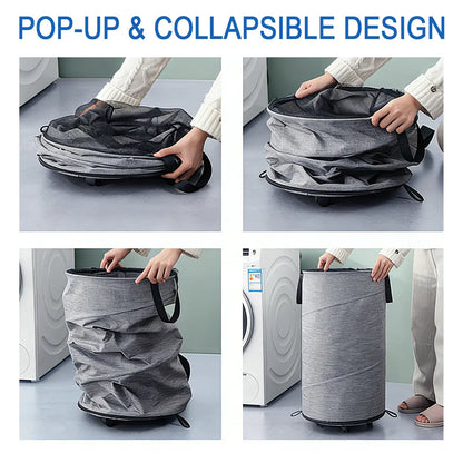 30-Gallon (109L) Collapsible Laundry Baskets - Foldable Pop-Up Hampers with Reinforced Handles for Versatile Storage in Bedrooms, Bathrooms, Children's Rooms, Dorms, and Travel