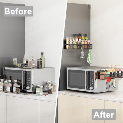 Magnetic Spice Rack Set for Refrigerator, 2-Pack with Adjustable Hooks, Kitchen Organizer and Storage Solution