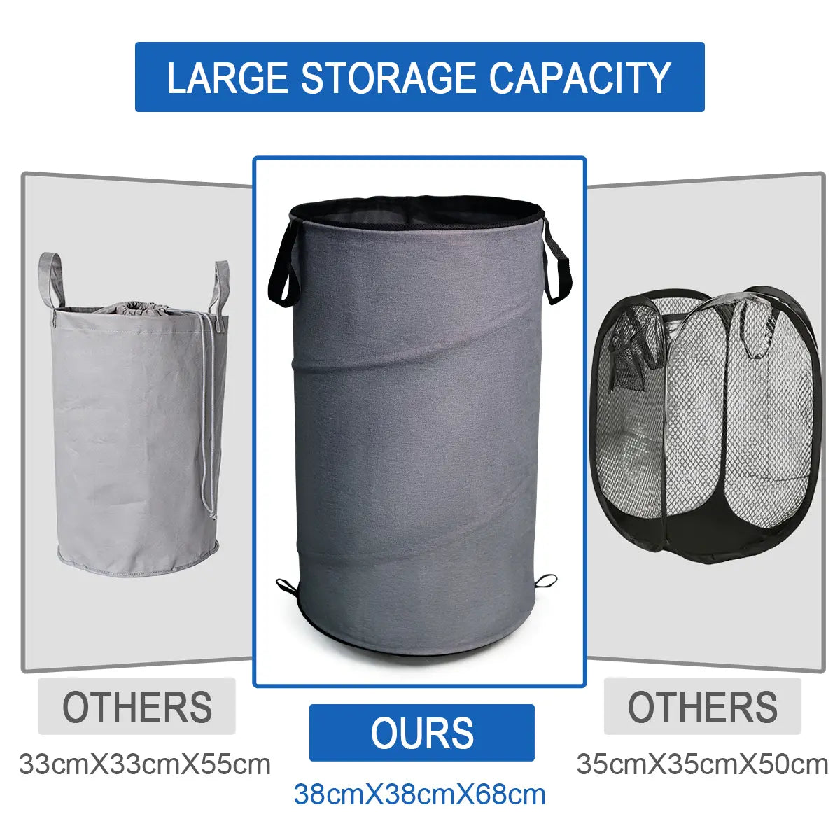 30-Gallon (109L) Collapsible Laundry Baskets - Foldable Pop-Up Hampers with Reinforced Handles for Versatile Storage in Bedrooms, Bathrooms, Children's Rooms, Dorms, and Travel
