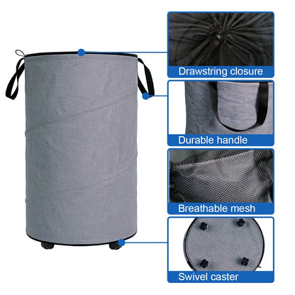 30-Gallon (109L) Collapsible Laundry Baskets - Foldable Pop-Up Hampers with Reinforced Handles for Versatile Storage in Bedrooms, Bathrooms, Children's Rooms, Dorms, and Travel