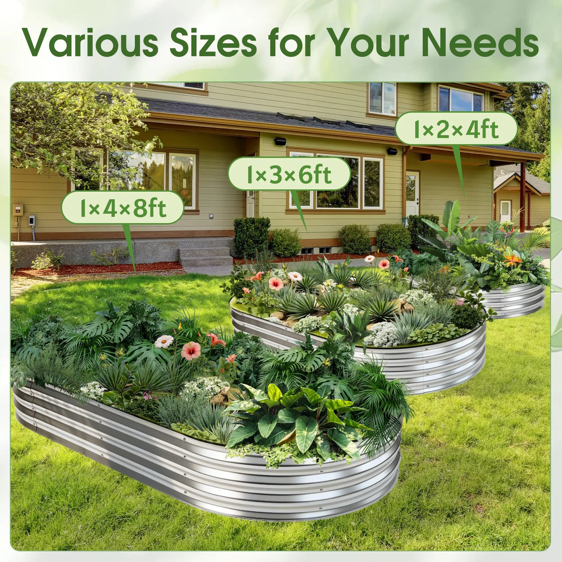 Large Metal Raised Garden Bed with Open Bottom Design for Vegetables, Herbs, and Flowers - Rustproof Outdoor Planter Box for Backyard and Patio, Silver