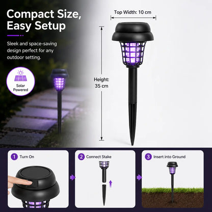 Solar-Powered Mosquito Zapper and Garden Stake Lamp – Dual-Mode Insect Control and Pathway Lighting, Weather-Resistant, Easy Installation, Available in Round and Square Designs