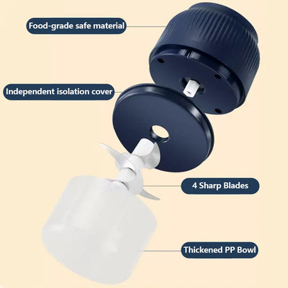 Electric Garlic Chopper with 4 Sharp Blades - 300ML Portable Food Processor for Vegetables, Ginger, Chili, Fruits, Meat, and Spices
