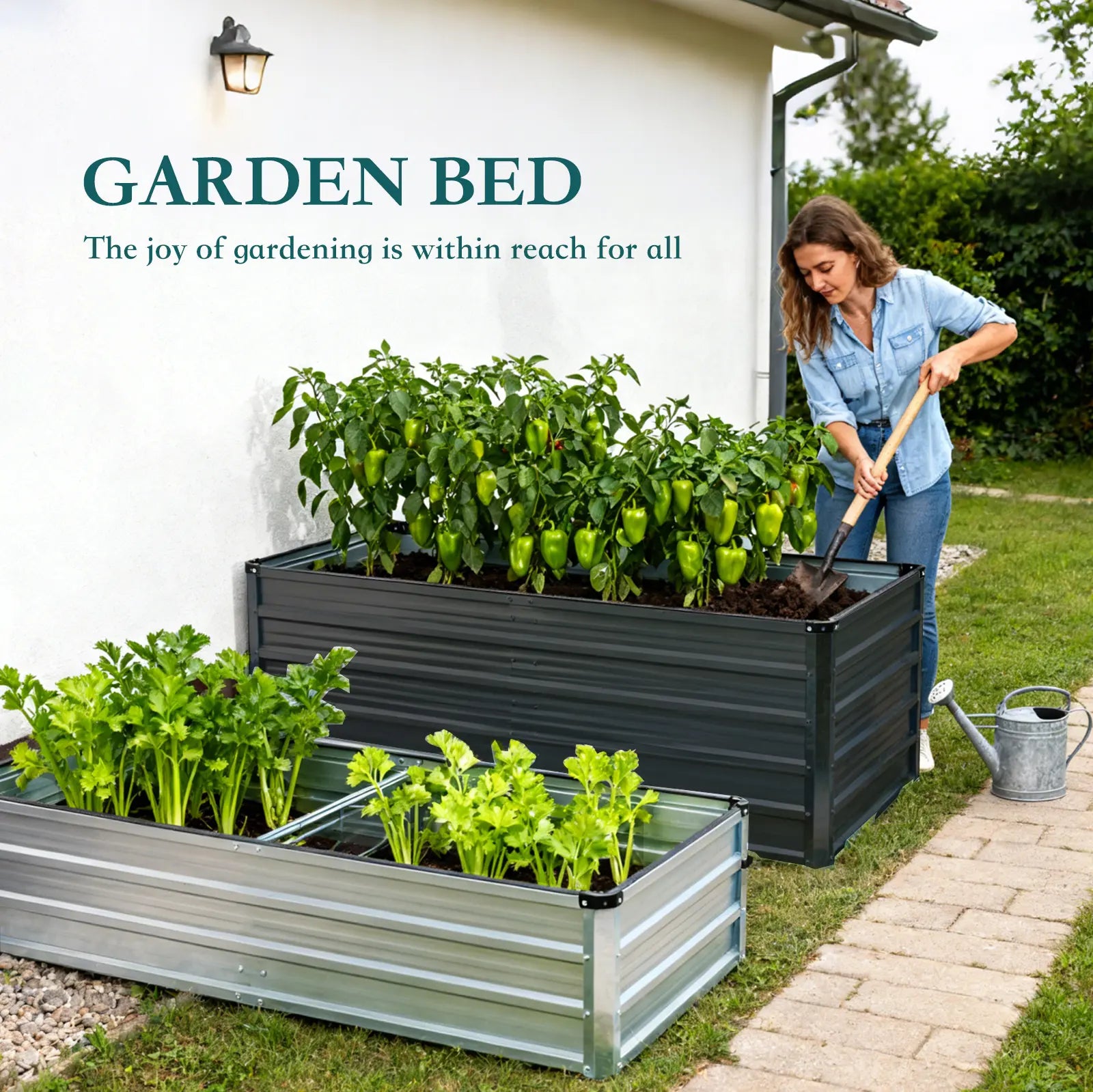 Large Metal Raised Garden Bed with Open Bottom Design for Vegetables, Herbs, and Flowers - Rustproof Outdoor Planter Box for Backyard and Patio, Silver