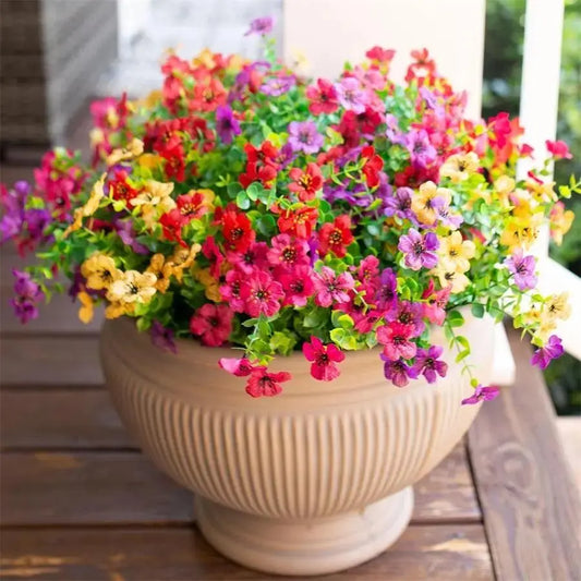6-Color UV Resistant Artificial Flower Set (6/12 Pieces) - Decorative Bouquet for Home, Garden, Party, and Wedding Decor by Summerwins