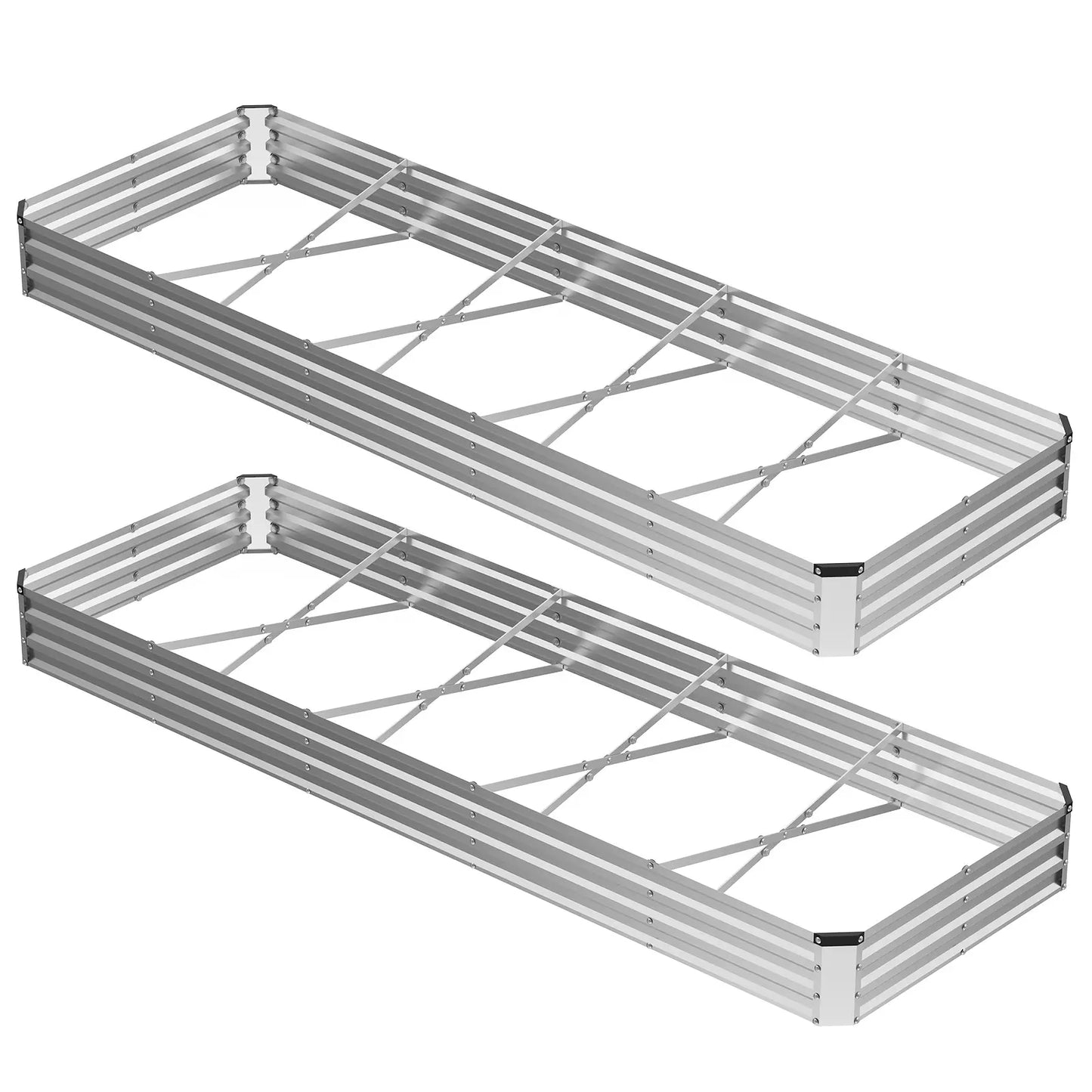 Large Metal Raised Garden Bed with Open Bottom Design for Vegetables, Herbs, and Flowers - Rustproof Outdoor Planter Box for Backyard and Patio, Silver