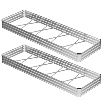 Large Metal Raised Garden Bed with Open Bottom Design for Vegetables, Herbs, and Flowers - Rustproof Outdoor Planter Box for Backyard and Patio, Silver