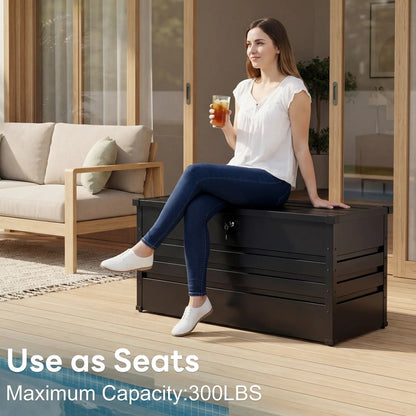 Lockable Outdoor Storage Deck Box - Versatile Bench or Table with Easy Snap-Together Assembly, Weather-Resistant Design for Patio and Pool Areas
