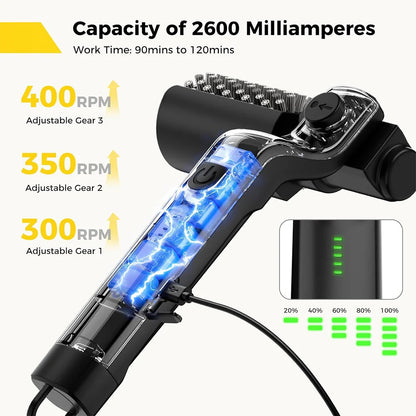 Cordless Electric BBQ Grill Brush with 3-Speed Settings and Adjustable Angle, 2600mAh Rechargeable Battery - Perfect Gift for Men and Fathers